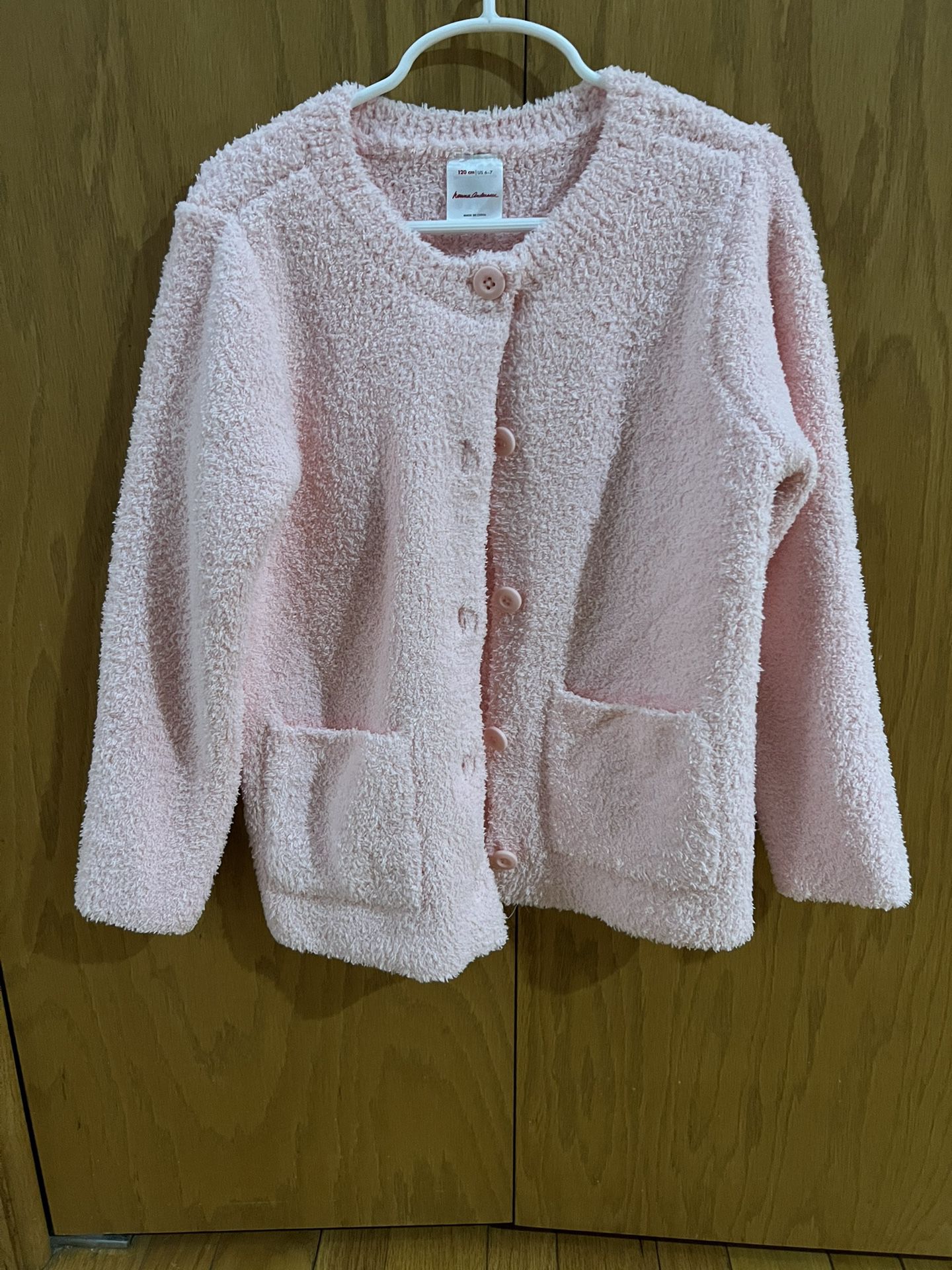 Hanna Andersson Pink Cardigan Button Sweater Marshmallow Fleece Girls ...