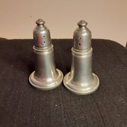 Vintage EMPIRE pewter Salt And Pepper Shakers 