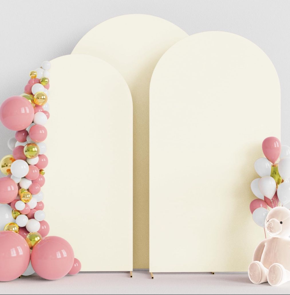Wokceer Wedding Arch Cover (7.2FT, 6.6FT, 6FT) Set Of 3 Spandex Fitted Wedding Arch Stand Covers For Round Top Chiara Arch Backdrop Stands Cover For B