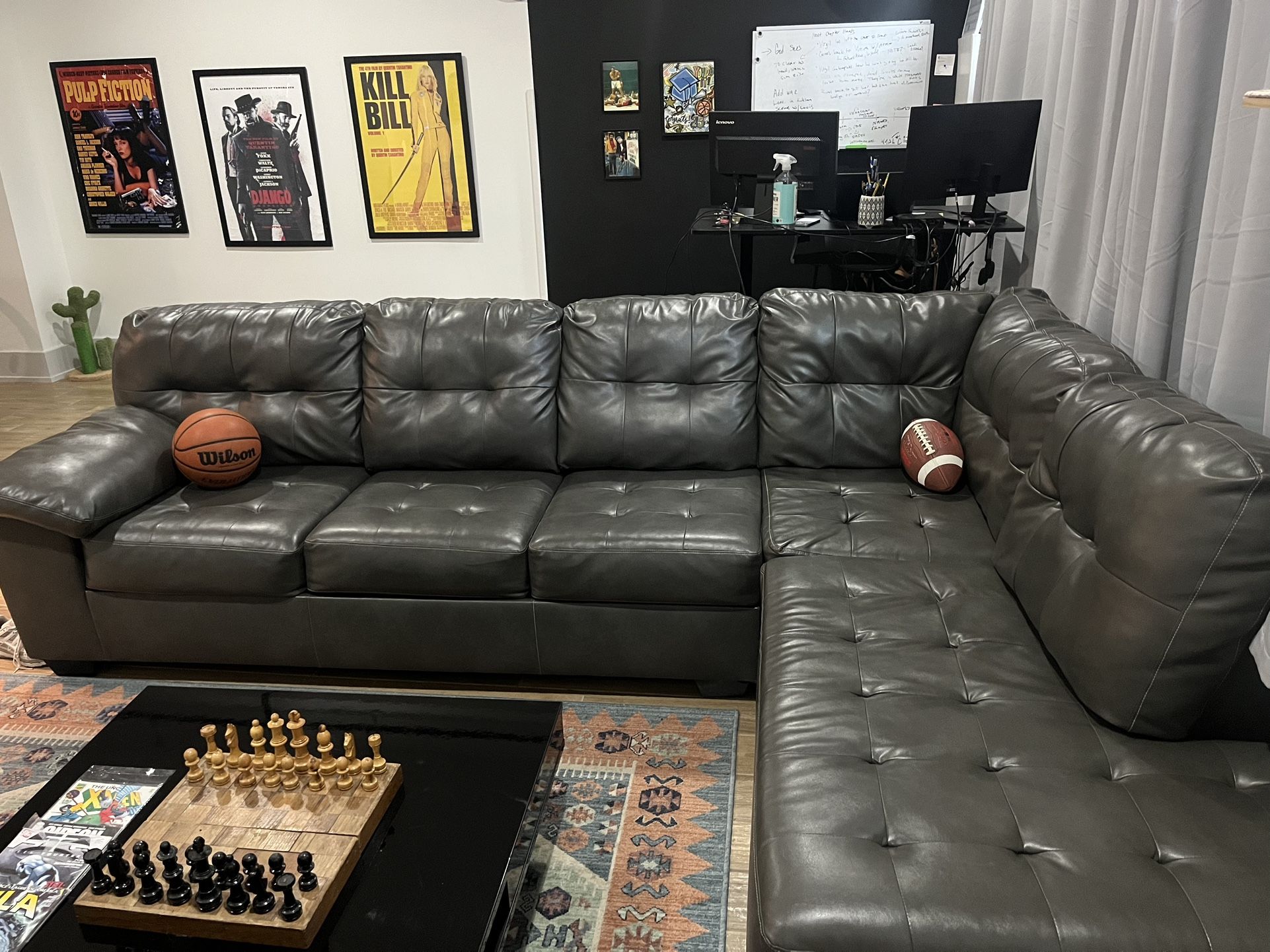 Large Faux Leather Couch, $200