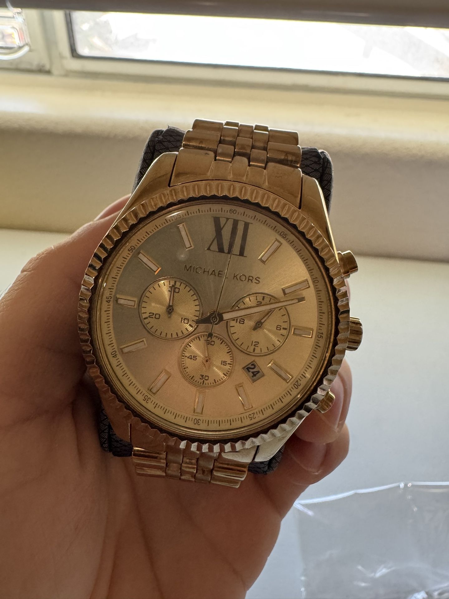 Michael Kors Men’s Lexington Gold-Tone Stainless Steel Watch 45mm MK8281