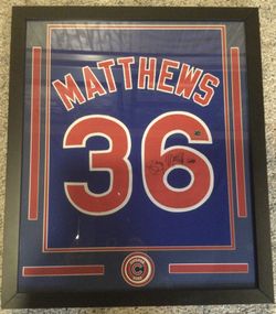 Gary “Sarge” Matthews signed, framed 22x 36” Jersey W/ COA