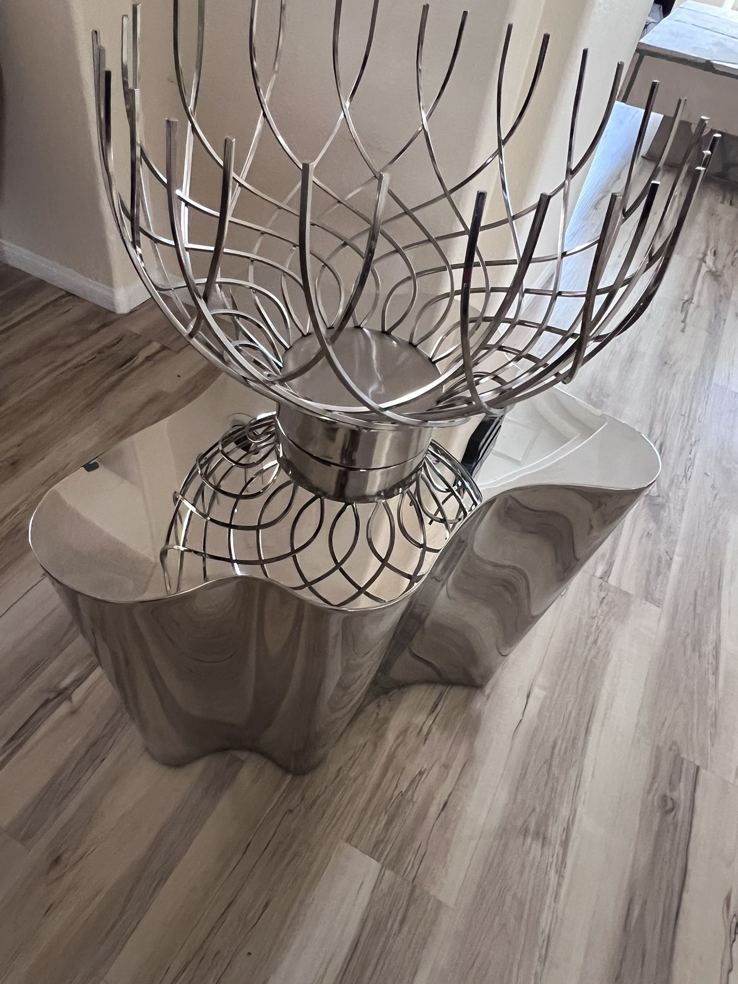Unique Silver Wavy Table Set - Coffee & End Table!