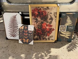 Set of 5 Framed Wall Art – Floral, Botanical & Butterfly Decor