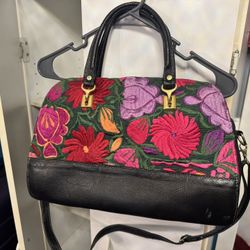 Mexican Embroidered Leather Purse 