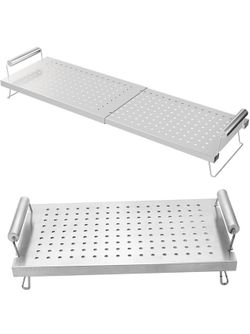 New 15"L to 25"L Adjustable Grill Warming Rack for Blackstone 28 17 22 36 Inch Griddle, Universal Stainless Steel Rack for Blackstone for Charbroil an