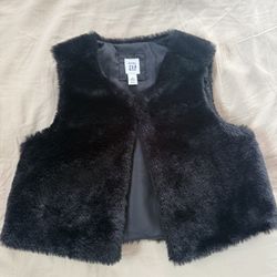 Baby Gap Girl Faux Fur Vest Black 3T