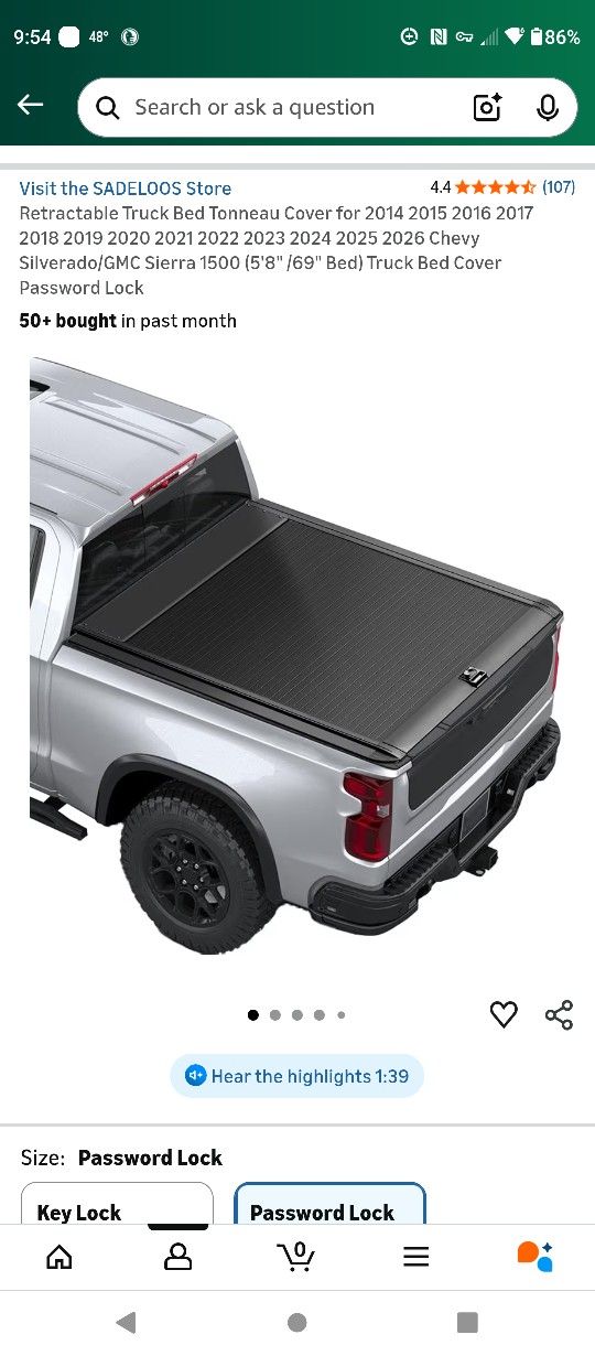 Retractable Bed Cover Silverado Sierra Short Bed