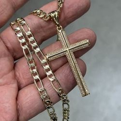 14k premium gold plated cross pendant and necklace ✨✨✨