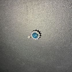 2 Ct. Blue Moissanite & Sterling Silver Pendant 