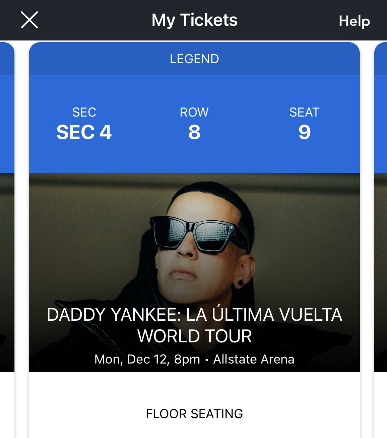 Daddy Yankee Floor Seat