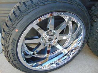 4 New 22X12 Chrome Gear Offroad Rims &  285 45 22 TIS R/T Tires 6X5.5 -44MM Offset