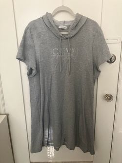 Calvin Klein Gray Casual Dress, Hoodie Short-Sleeve Dress, size 2X
