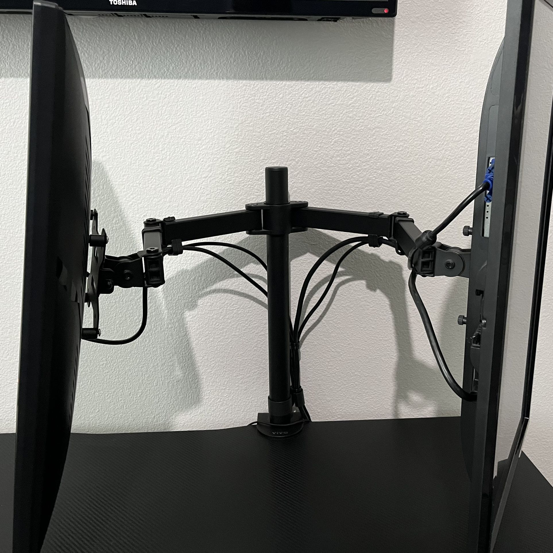 Vivo Dual Monitor Desk Mount | Adjustable | 13-27” 22lbs. Monitors | Clamp Mechanism | VESA 75/100mm