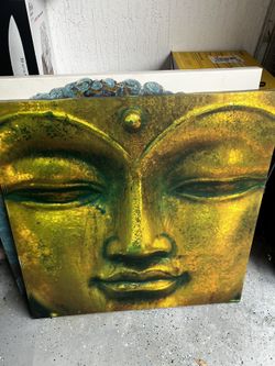 Framed Buddha Canvas Wall Art – 31” x 31”