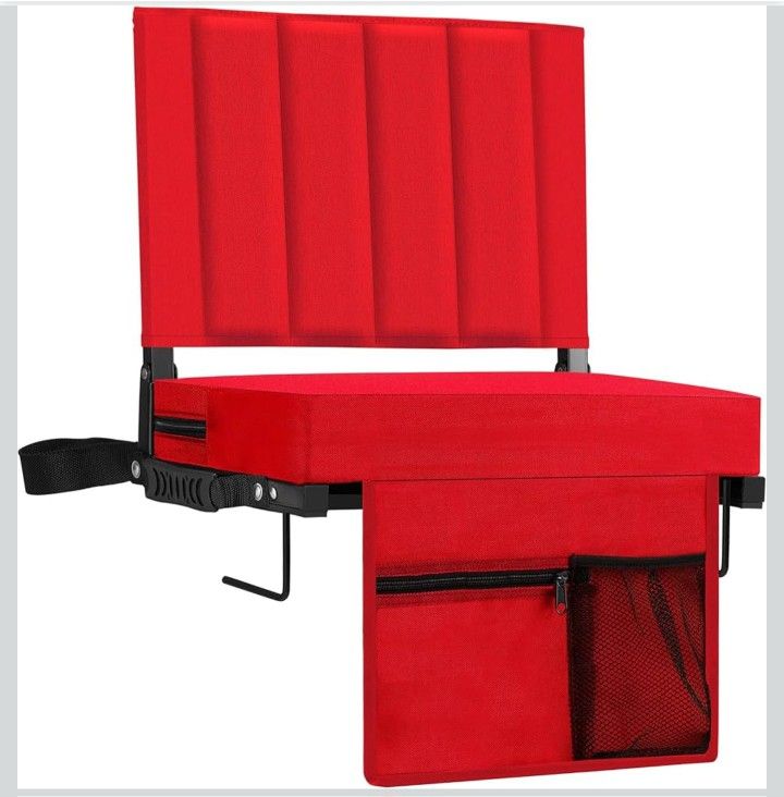 Stadium Seat for Bleachers with Back Support, Portable Bleacher Seat with Wide Comfy Padded Cushion, Metal Hook,