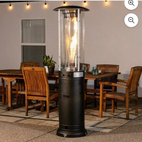 Style Selections Black Matte Base with Silver Top Steel Floorstanding Liquid Propane Patio Heater