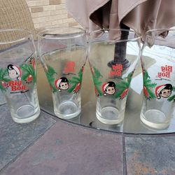 Vintage BIG BOY Holiday Glasses X4