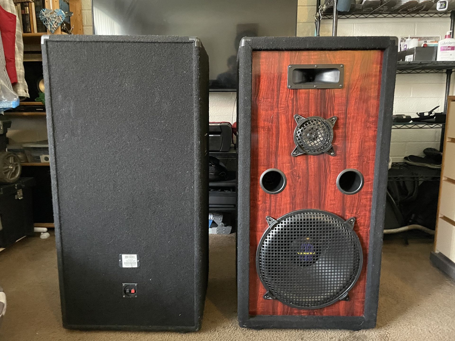 Pair Of 15 Inch Subwoofer Tower Speakers For House Stereo