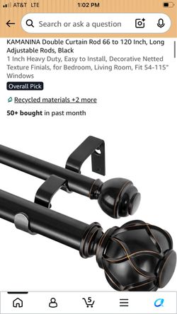Double Curtain Rod 66-120”