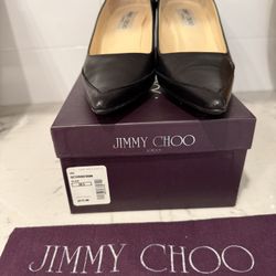 Jimmy Choo Women’s Black Leather Pumps, 38.5