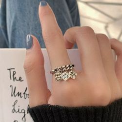 925 sterling silver  Cuff ring Band Adjustable size Gift