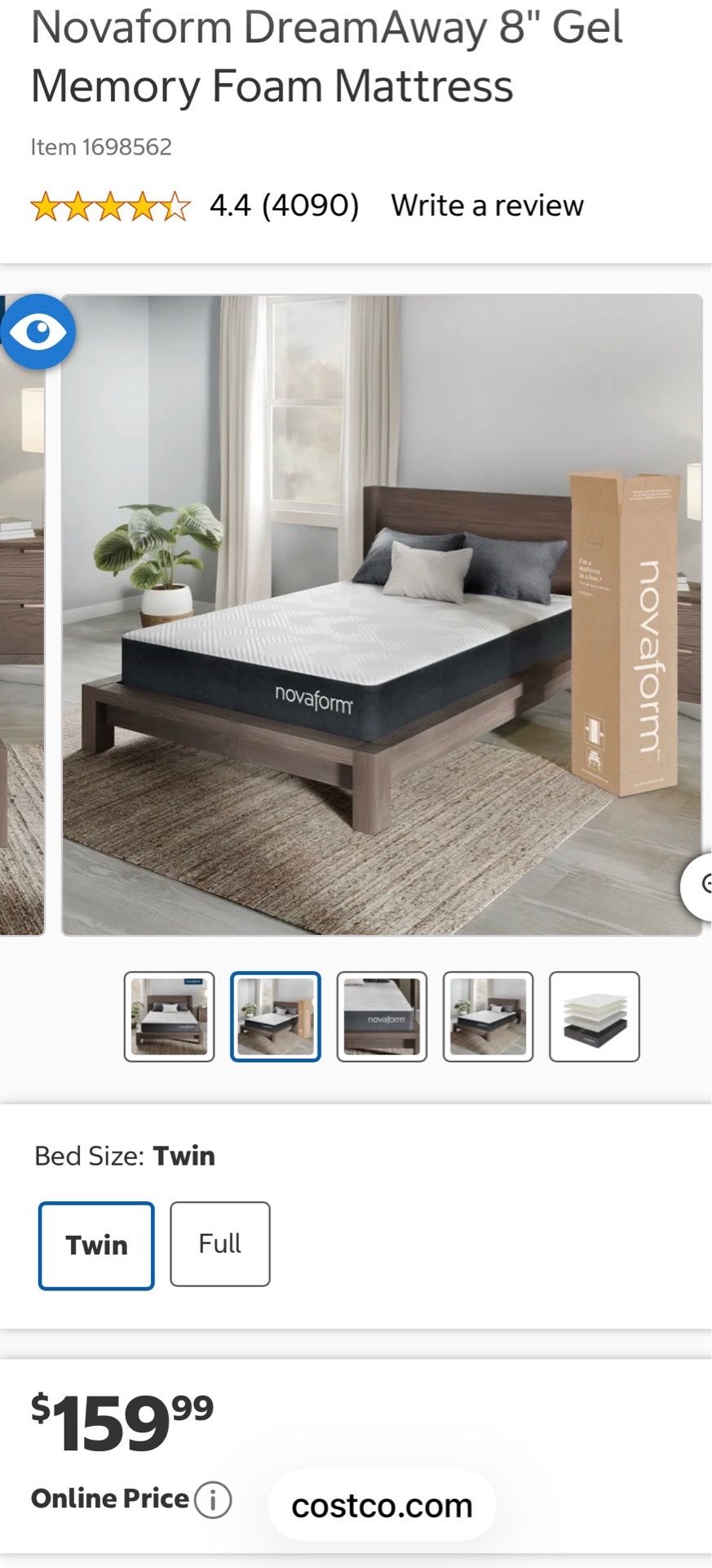 Like NEW Novaform twin mattress
