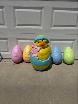 Vintage lighted  Easter Chick and eggs