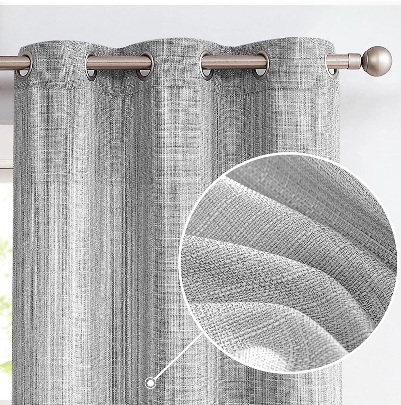 jinchan Curtains Linen Textured Casual Weave Curtain for Living Room Bedroom Win