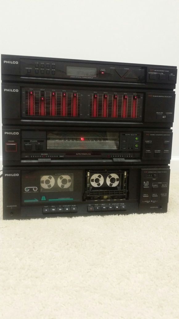 Stereo System - Tuner / Equalizer / Amplifier / Dual Cassette Deck