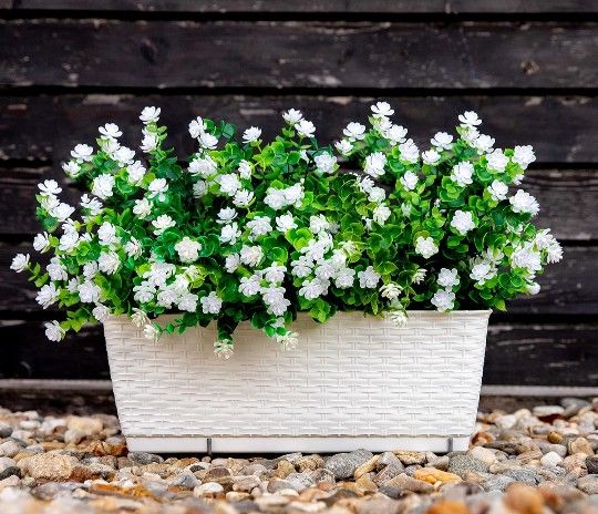 Brand New Artificial Flowers for Outdoors Fake Plants - 12 PCS Bundles Outside Face Spring Greenery UV Resistant No Fade Faux Bushes Daffodils Shrubs