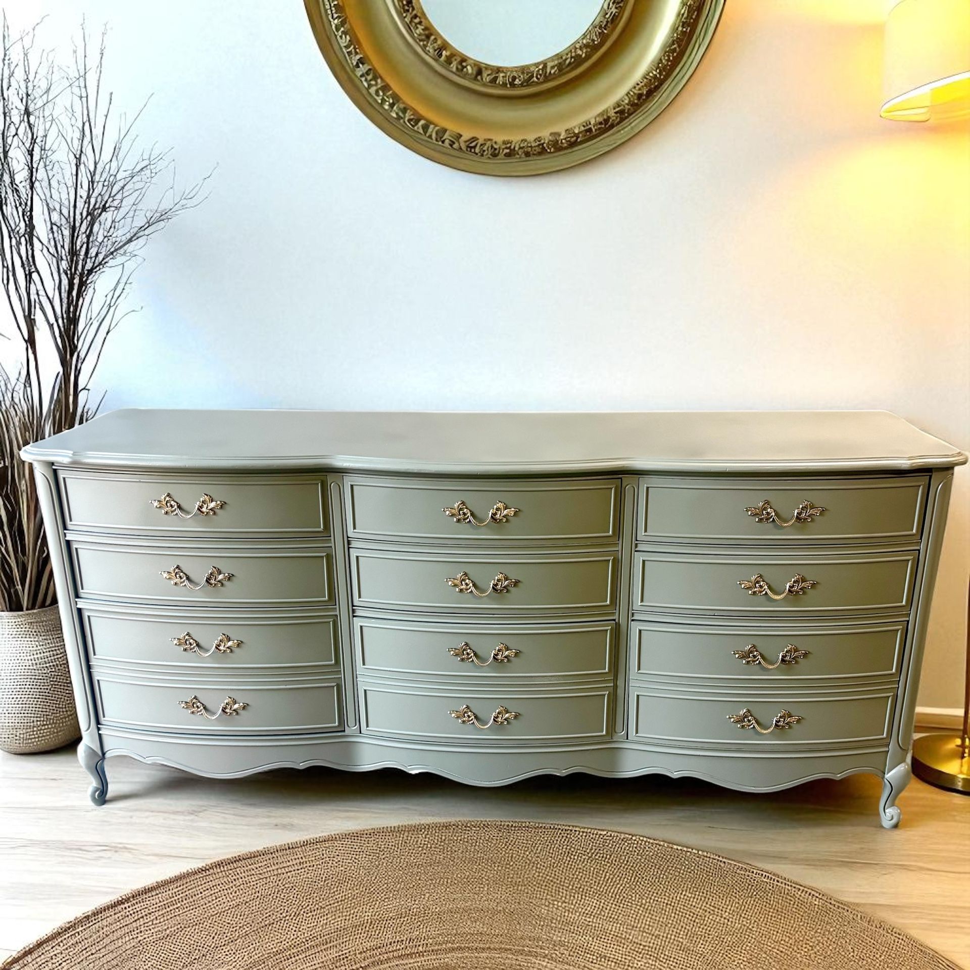 French Provincial Vintage Green Dresser