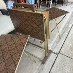 Vintage Tv Trays With Rolling Cart