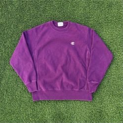 Champion Y2k Reverse Weave Pullover Crewneck Sweatshirt Bright Purple Sz Medium
