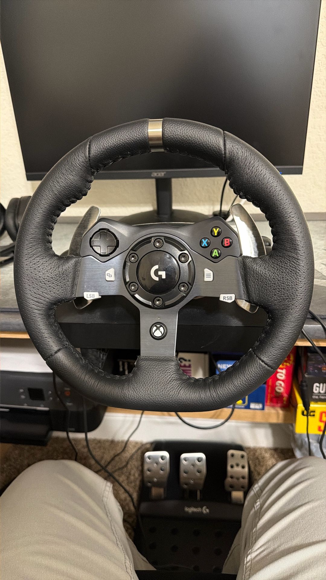 Logitech Steering Wheel And Gear Shifter And Pedal