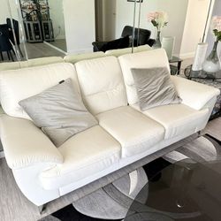 White Leatherette Sofa