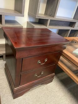 Cherry Wood 2-Drawer Nightstand