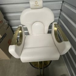 Barber chair gold and white