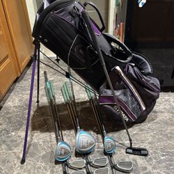 Women’s Beginner Right Handed Top Flite & Dunlop Golf Club Set with Callaway Strata golf bag