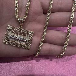 14k Gold 4mm 20in Rope Chain W Last Supper