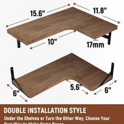 LEOPO Corner Floating Shelves Set of 3, Hardwood Storage Shelves, Cozy & Dependable Floating Shelves for Bedroom, Living Room, Kitchen, Office and Mor