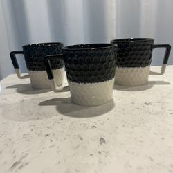 Starbucks 2017 Honeycomb Mermaid Siren Scales Anniversary Blue & White Ceramic Coffee Mugs - 3