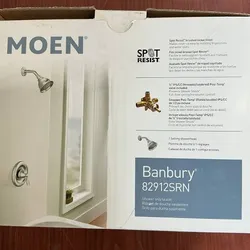 Moen Banbury Series 82910SRN Tub and Shower Faucet, Standard Showerhead, 1.75 gpm Showerhead, 1-Spray Setting, Metal