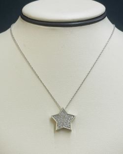14K White Gold Diamond Star Necklace