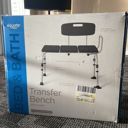 Equate Transfer Bench with Back for bathroom assistance 