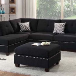New Black Or Gray Sectional And Ottoman Sofa Couch 