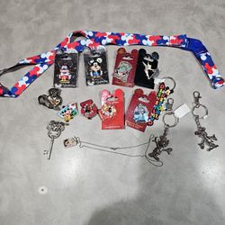 Collection Of Disney Pins And Keychain 