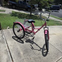 VEVOR  pink Tricycle with a large capacity basket