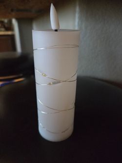 White Flameless LED Pillar Candle with Fairy Lights