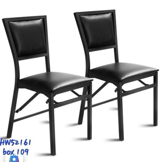 Set of 2 Metal Folding Dining Chair with Space Saving Design